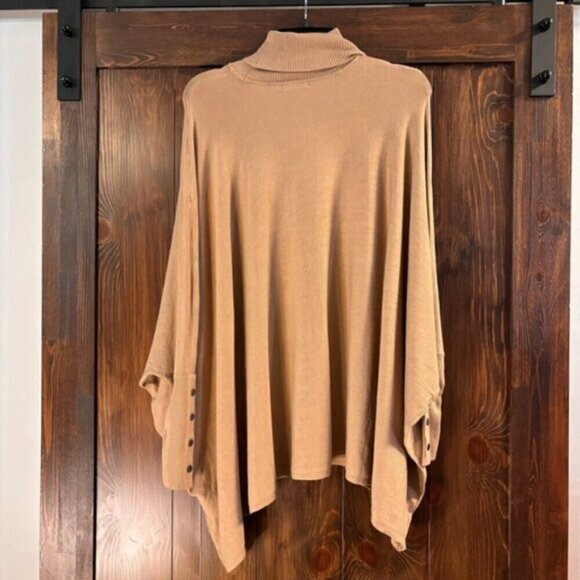 Alfani Size Small Beige Turtleneck Poncho Long Sleeved Sweater NWT - Picture 3 of 5